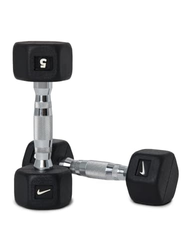 Nike Rubber Hex Dumbbell Pair - color: Black / White, size: 20 lb