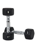 Nike Rubber Hex Dumbbell Pair - color: Black / White, size: 22.5 lb