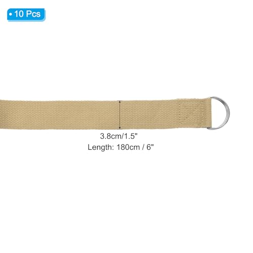 PATIKIL Yoga Strap for Stretching, Cotton Yoga Belt with Adjustable Metal D-Ring Buckle Stretch Band for Fitness Pilates - color: Khaki