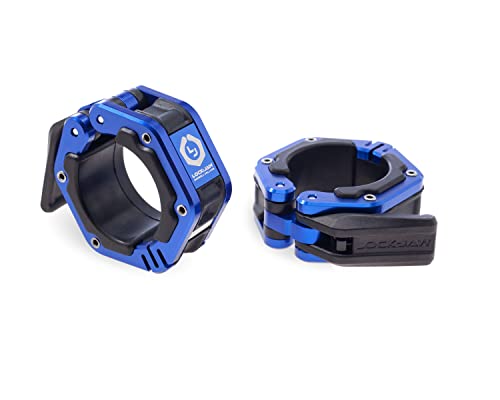 Lock-Jaw Flex Barbell Collars Olympic Barbell Clamps w/Magnet 2 Pcs – Heavy Duty Bar Clamps for 2” & 50mm Olympic Bars – Secure Weight Bar Clamps for Strength Training & Home Gym Accessories - color: Blue