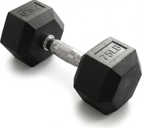 5-100 lb Rubber Hex Dumbbell Set | Heavy-Duty Free Weights for Home Gym Strength Training, Muscle Building & Full Body Workouts, No Rack Included - size: 75 lb