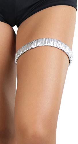 ToBeInStyle Women's Leg Wraps Ravewear Dancewear Elastic Straps Party Garter Music Festivals Costume Accessory Thigh High - color: Leg Garter - Silver, size: One Size