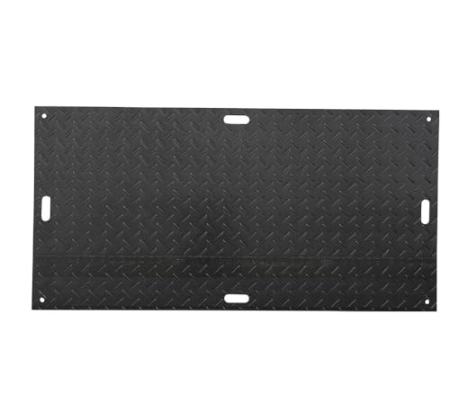 Mytee Products 12Pcs 4' x 8' Ground Protection Mats w/ 22 Pcs Single Connectors - Double Sided Diamond Plated Tread Design High Density Polyethylene Mat, Easily Supports 120 Ton Loads on Lawns, Dirt - color: Black, size: 12 - Pack