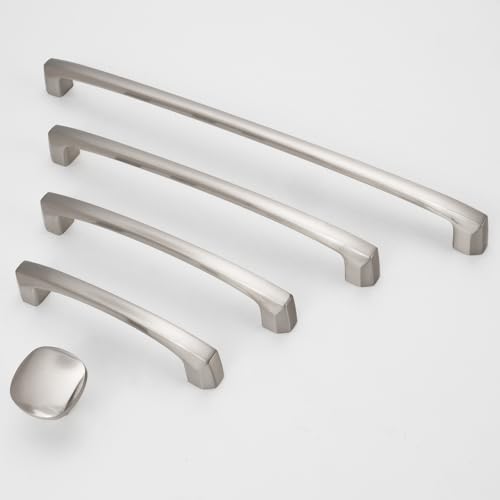 COTYKILEY 10 Pack 10Inch(254mm) Brushed Satin Nickel Kitchen Cabinet Handles Silver Cabinet Pulls Cabinet Door Handles Kitchen Cabinet Hardware - color: Brushed Satin Nickel, size: 10" Hole Center（254MM）