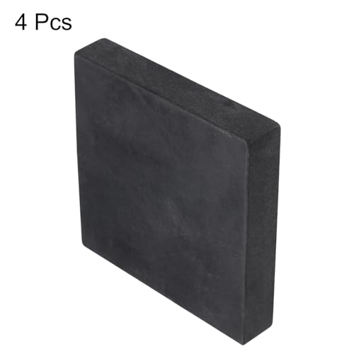 uxcell 4pcs Rubber Anti-Vibration Pads Hard Pad, 100mm Square Vibration Isolation Mats, 20mm Thickness Non-Slip Rubber Blocks, Anti-Skid Anti Noise for HVAC, Compressor, Air Conditioner
