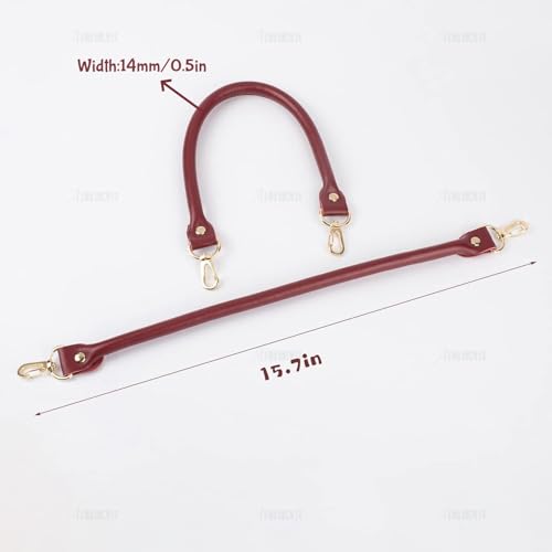 AUEAR, Replacement Handles Bag Purses Straps Black Handbag Strap with Gold Lobster Buckles for Small Handmade Straw (15.7 Inches, Style A, Wine Red) - color: Wine Red