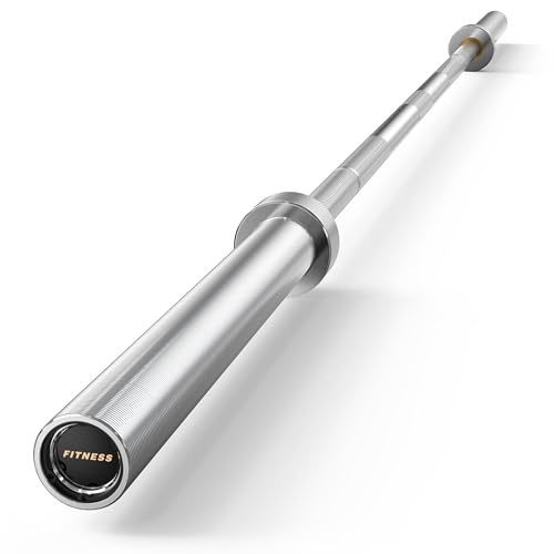 HANDBODE 7 FT Olympic Barbell 45 LB, 2-Inch Standard Weight Bar, 1000 LB | Needle Bearings, Knurled Grip, Hard Chrome Coating, Powerlifting, Bench Press, Deadlift, Squat, Hip Thrusts And Cleans - color: Silver