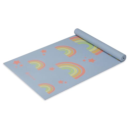 Gaiam Kids Yoga Mat Exercise Mat, Yoga for Kids with Fun Prints - Playtime for Babies, Active & Calm Toddlers and Young Children - color: Rainbow Stars