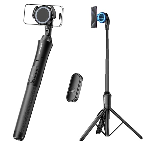 UBeesize 62'' Magnetic Selfie Stick Phone Tripod with Wireless Remote, Extendable Cell Phone Tripod Stand, Compatible with MagSafe, Cellphone Tripod for iPhone 17 16 15 14 13 12 and Android Phones - color: Black, size: 62-in