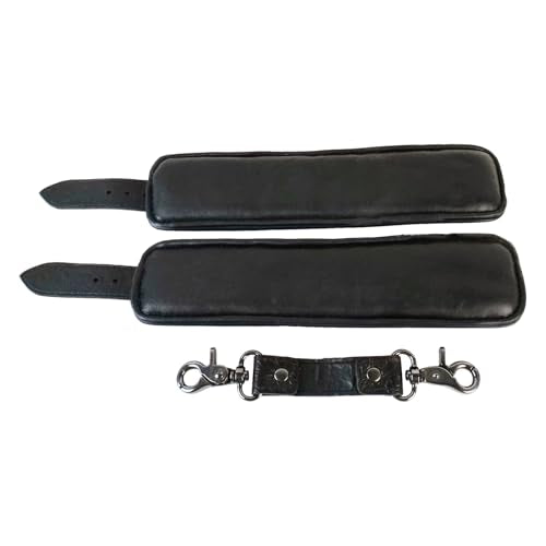 Wooden PU Spreader Bar with 4pcs PU Adjustable Straps,Workout Bar for Home Gym Training Bar,Portable Detachable Pilates Kit - style: Black+Embossed Black Kit