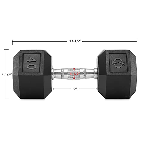 Philosophy Gym Rubber Coated Hex Dumbbell Hand Weights - style: 40 lb - Single