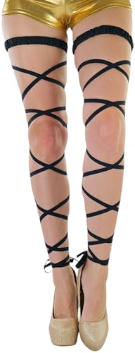 ToBeInStyle Women's Leg Wraps Ravewear Dancewear Elastic Straps Party Garter Music Festivals Costume Accessory Thigh High - color: Elastic Garter Wrap - Black, size: One Size