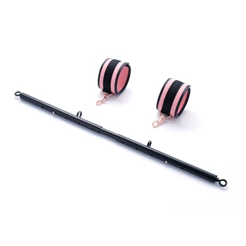Spreader Bar Heavy Duty Expandable Exercise with 2 pcs Adjustable Strap, Yoga Training Fitness Gear, Workout Bar,Sports Gym Kit - style: Black+Pink PU Kit