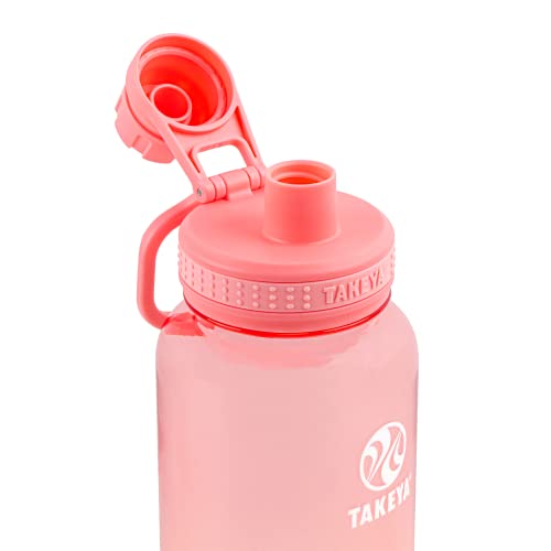 Takeya Tritan Sport Water Bottle with Spout Lid - BPA-Free & Dishwasher-Safe - Reusable Bottle with Lid Handle - Simple Leak-Proof Water Bottle - 40 oz, Flutter Pink (Pack of 4) - color: Flutter Pink, size: 40 Ounces (Pack of 4)