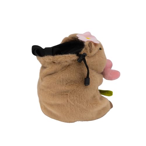 Rock Climbing Chalk Bag – Cute Plush Chalk Bag for Bouldering, Gym, Indoor & Outdoor Climbing – Drawstring Closure, Adjustable Waist Belt – Fun Character Design for Climbers - color: Capybara Flower