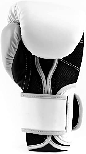 Everlast Powerlock 2 Boxing Gloves | Heavy Bag, Pro Flight | White | 16oz | Speedbag Training, Secure Fit Hook and Loop, Wrist Support, Triple-Layer Foam, Injury Prevention
