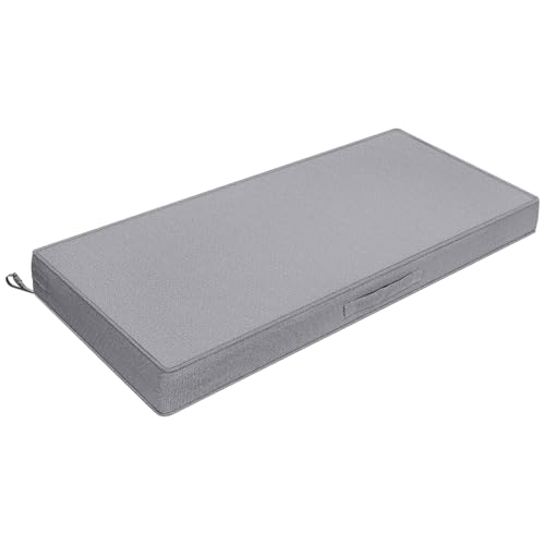 Outdoor Bench Cushion 54 x 18 inch Water-Resistant Patio Furniture Cushions for Garden Swing Porch Sofa Settee Pads with Handle and Adjustable Straps, Light Grey - color: Solid Light Grey, size: 48x18x3 Inch-Rectangle (1 Pack)
