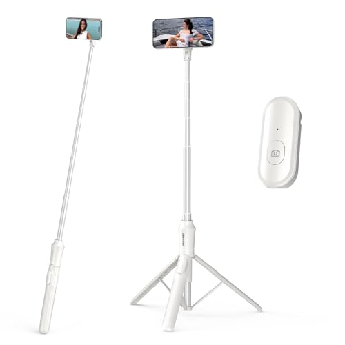 UBeesize 62'' Magnetic Selfie Stick Phone Tripod with Wireless Remote, Extendable Cell Phone Tripod Stand, Compatible with MagSafe, Cellphone Tripod for iPhone 15 14 13 12 and Android Phones White - color: White, size: 62-in