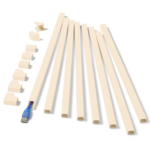 One-Cord Hider Kit, 126in (8 x L15.7in) Cable Covers for Wires on Wall, Mini Wire Hider for Wall Mounted TV, Beige Cable Raceway, Paintable Cord Cover Cable Management for Home Office, W0.6in x H0.4in - color: Beige, size: W0.6in X H0.4in X L126in