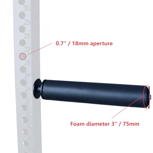 Single Leg Squat Roller/Nordic Hamstring Curl for Squat Rack Power Rack Attachments, Bulgarian Split Squat for Workout Esquipment Home Gym Accessories - size: Foam diameter 3" / 75mm , 0.7" / 18mm aperture
