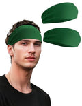 Headbands for Men & Women, Sweat Headband Non-Slip Sweatband Sports Running Cycling Yoga Basketball Workout Football Training - color: Green Pack
