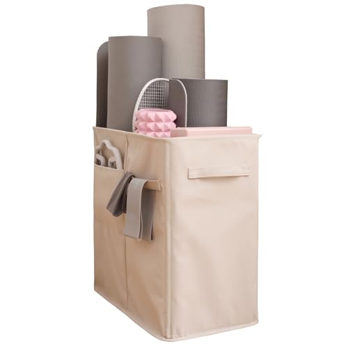 Home Gym Storage Rack, Workout Organizer, Exercise Equipment Storage for Yoga Mat Straps, Thick Yoga Mat (Oatmeal Beige, X-Large) - color: Oatmeal Beige