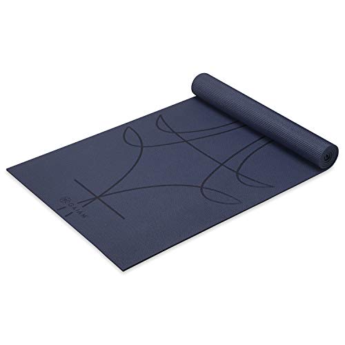 Gaiam Premium Yoga Mat, 6mm Thick Print Mat | Premium 6mm thick cushioning for joint support. Non-slip print design for yoga, Pilates & floor workouts. - color: Alignment Print (Ink)