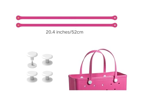Replacement Straps for S/M Rubber Beach Bag, Replacement Handles with 4 Snaps, EVA Bag Strap Replacement - color: Haute Pink
