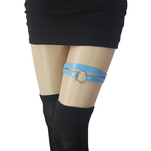 Adjustable O-ring Leg Garter, Elastic Thigh Garters Belt for Women, 1 Pair - color: Blue