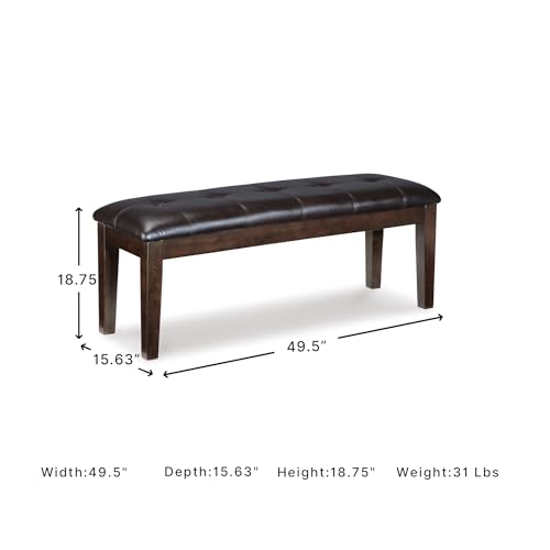 Signature Design by Ashley Haddigan Traditional Upholstered Dining Room Bench, Dark Brown | Classic button tufted seat, Wood and engineered wood frame, 18.75 in seat height, 2-person capacity, Dark brown finish - color: Dark Brown, style: Bench