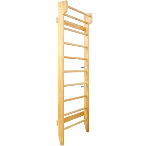 LifeSky Wall Mounted Stall Bars: Professional Home Gym Ladder for Stretching & Strength Training - Multi-Use Wooden Swedish Ladder for Adults & Physical Therapy - Wall Mounted Pull Up Bar for Function