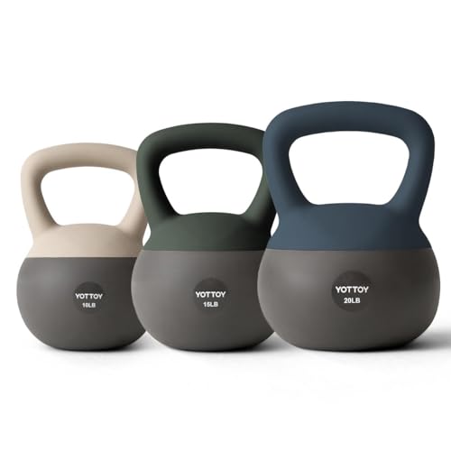 YOTTOY Soft Kettlebell, Set for Strength Training Kettlebells & Home Workouts, Soft-Sided Cushioned Base, Wide-Handle - Ideal for Men, Women, & Beginners - color: 10-15-20LB Muti