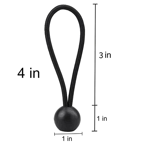 AOPRIE 30 Pack Bungee Balls, Black Ball Bungee Heavy Duty Heavyweight 4 inches Tarp Bungee Cords, Weather Resistant Tie Down Strap 4mm Thickness - for Camping, Tents, Cargo, Holding Wire and Hoses - size: 4 In Balls