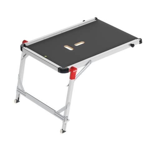 Hailo TP1 Staircase Platform - Length and Height-Adjustable Telescopic Rails and feet - Integrated Bubble Level - Two-Hand Safety Unlocking Mechanism - for use with Step stools & stepladders - style: TP1 (staircase)