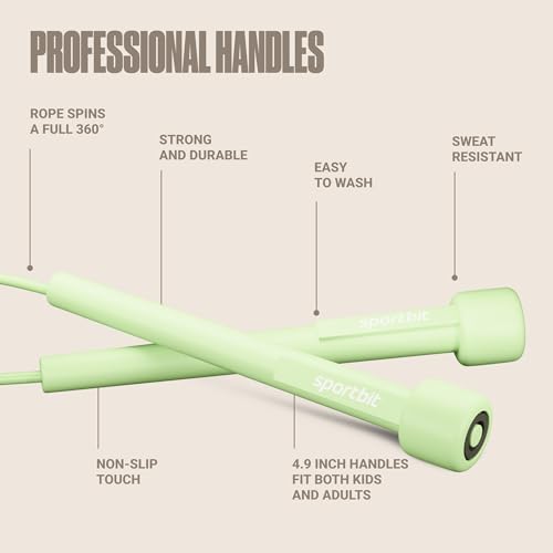 SPORTBIT Adjustable Jump Rope for Fitness and Exercise | Fitness and Exercise, Cardio, Boxing, and Weight Loss, Speed Rope, Men & Women - color: Green