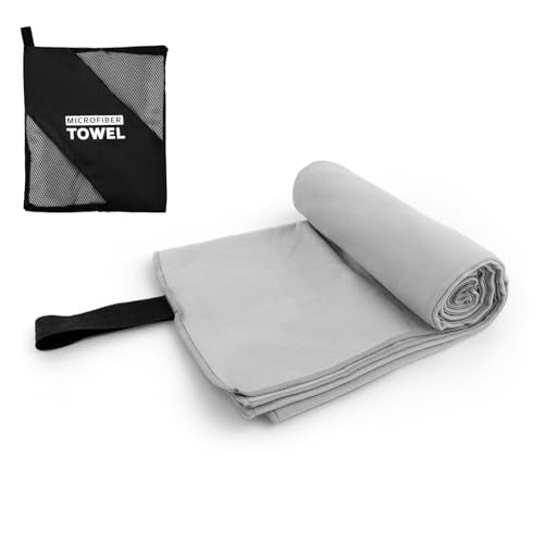 Travel Body Towel L Size Microfiber Quick Dry Lightweight for Men Women Camping Hiking Beach Swimming Pool Yoga Mat Towels(Light Grey, 1 Pack L) - color: Light Grey, size: 1 Pack L