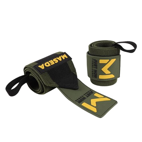 Pro-Grade Weightlifting Wrist Wraps (24") for Gym, Strength Training, and Powerlifting(1 Pair) - Heavy-Duty Thumb Loop Straps for Maximum Wrist Support in Bodybuilding & Fitness (Men & Women) - color: Green&Black