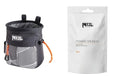 Petzl SAKAPOCHE Rock Climbing Chalk Bag | Ergonomic Chalk Pouch with Zippered Pocket for Gym, Sport, & Trad Climbing - color: Black Dazzle + 200g Powder Crunch Chalk