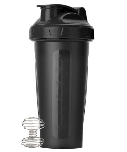 Mr. Pen- Shaker Bottles for Protein Mixes, 28 oz, Leak Proof | Shaker Cups with Stainless Steel Wire Whisk Ball for Protein Shakes and Pre Workout - color: Black
