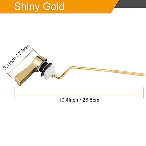 Hibbent Universal Metal Side Mount Toilet Handle Replacement Kit, Brass Toilet Flush Tank Lever with Stainless Steel Flapper Chains for Most Toilets, Shiny Gold - color: Polished Brass, style: Side Mount