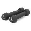 ZIVA Neoprene Tribell Dumbbell Pairs - Set of 2 Hand Weights, Non-Slip Durable Rubber Finish, No-Roll Design for Rigorous Exercise and Strength Training (Avail in 2-20 lb Pairs) - style: 3-lb, BK
