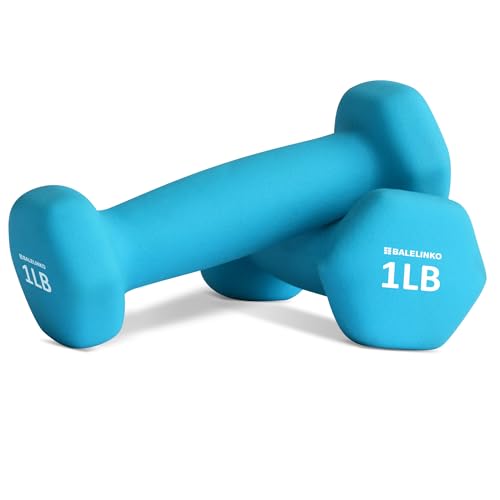 Balelinko Home Gym Equipment Workouts Strength Training Weight Loss Pilates Weights Yoga Sets Weights for Women, Men, Seniors and Youth - color: Blue, style: 1 LB, Pair