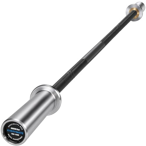 EVERYMATE 5LB Mini Barbell Bar Beginner Women Kid Barbell Total Body Workout Weighted Bar,for Strength Training, for Youth Children New Weightlifting - color: Sliver Sleeves Black Bar, size: 10KG Junior Barbell