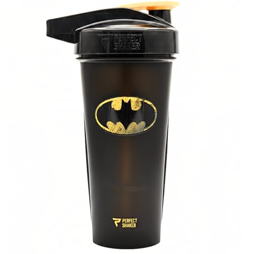 PerfectShaker ACTIV DC Comics & Justice League Series | Leak-Proof, BPA-Free, Shatter-Resistant | ActionRod Mixing Technology for Smooth Blends | Gym, Fitness & Sports Shaker - 28oz (Batman) - color: Batman