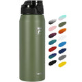 Fanhaw 24 oz Insulated Stainless Steel Water Bottle with Anti-Dust Chug Lid, Leakproof Vacuum Metal Everyday Use Bottle for Kids, Teens & Adults, Back to School Essentials (Olive Green) - color: Olive Green, style: 24 Ounces