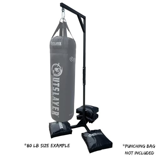 Outslayer Heavy Duty Punching Bag Stand - 7.8ft / 6.8ft Heavy Bags up to 350lbs - Made in USA - Filled or Unfilled Sandbags - Easy Assembly - size: 6'8 Ft Heavy Duty Stand, style: With Unfilled Sand Bags