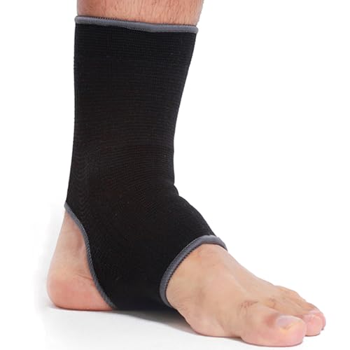 NEOTech Care Ankle Support Sleeve (1 Unit) - Open Heel, Light, Elastic & Breathable Knitted Fabric - Medium Compression - For Men, Women, Kids - Right or Left Foot - Black Color (Size S) - color: Black, size: Small (Pack of 1)