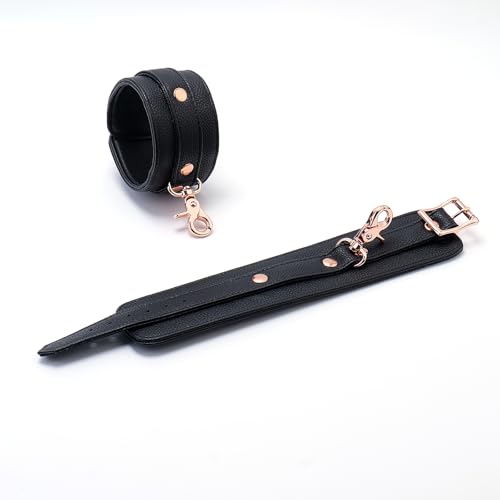 Spreader Bar Wooden Black PU Bar Home Gym with 2pcs Furry Black Adjustable Straps,Sports Aid Training Fitness Gear Pilates Aid Kit,Indoor Yoga Set - style: Black-Gold+Black Overlap Kit