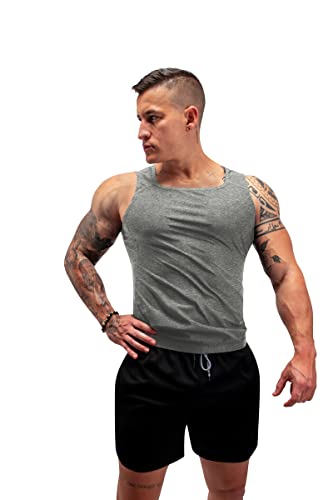 FUXERT Men's Sauna Vest Workout Sweat Tank Top Waist Trainer for Men Compression Sweat Enhancing Vest - color: Gery, size: 4X-Large/5X-Large