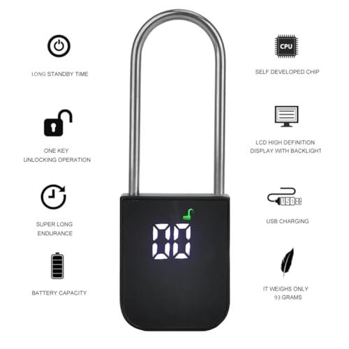 99 Days Timer Padlock,Max Timing Over 3 Month with LCD Display,USB Rechargeable Timed Padlock, Add 10inch Steel Cable (Black)